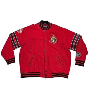 Vintage G III Sports Ottawa Senators Wool Leather Varsity Jacket XXL